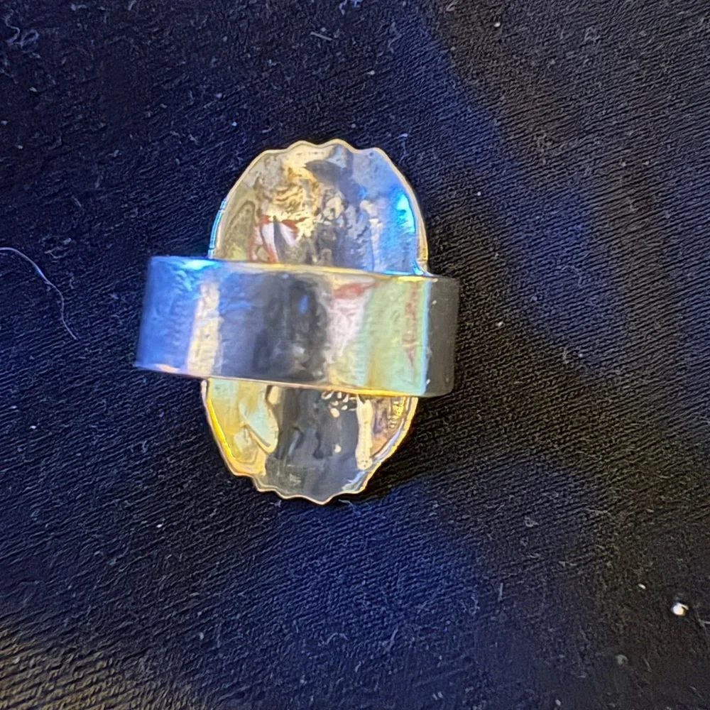 Navajo Signed Sterling Silver Abalone Inlay Set Seven Ring. Size 7 - Picture 4 of 7